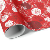 Red | Moderne & Elegante Floral Patroon Wrapping P Cadeaupapier (Rol Hoek)