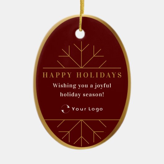 Red Moderne kerstmis Logo QR-code Chic Keramisch Ornament (Voorkant)