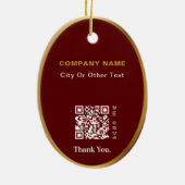 Red Moderne kerstmis Logo QR-code Chic Keramisch Ornament (Achterkant)
