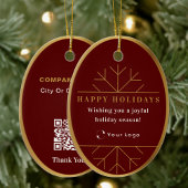 Red Moderne kerstmis Logo QR-code Chic Keramisch Ornament