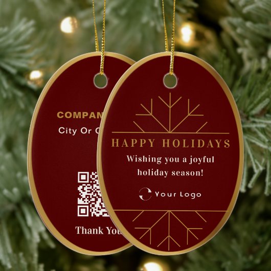 Red Moderne kerstmis Logo QR-code Chic Keramisch Ornament