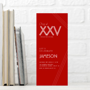 Red Moderne Klasse van XXV Graduation Party Kaart