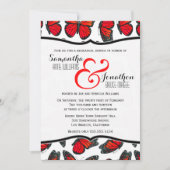 Red Monarch Butterfly Reheasal Dinner Invitation Kaart (Voorkant)