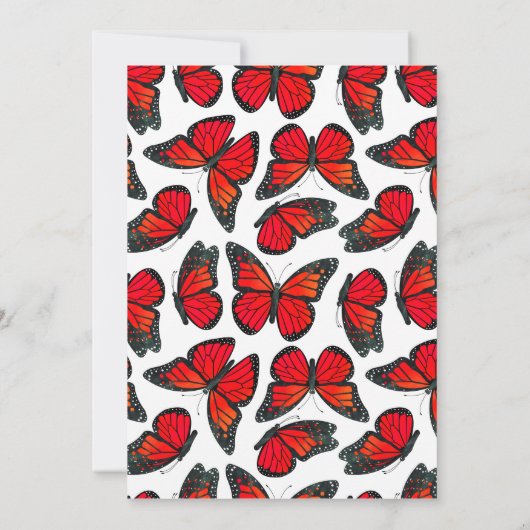 Red Monarch Butterfly Reheasal Dinner Invitation Kaart (Achterkant)