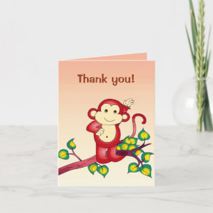 Red Monkey Animal Dank je Bedankkaart