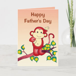 Red Monkey Animal Fathers Day Kaart