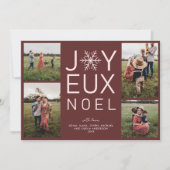 Red Monochrome Joyeux Noel Modern Holiday Card Kaart (Voorkant)