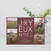Red Monochrome Joyeux Noel Modern Holiday Card Kaart (Staand voorkant)
