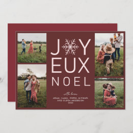 Red Monochrome Joyeux Noel Modern Holiday Card Kaart