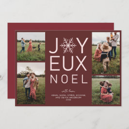 Red Monochrome Joyeux Noel Modern Holiday Card Kaart