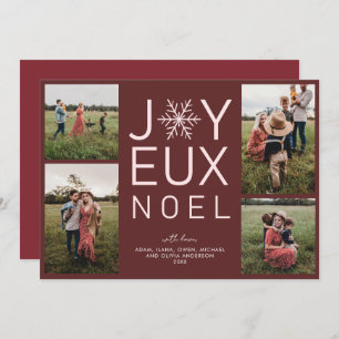 Red Monochrome Joyeux Noel Modern Holiday Card Kaart