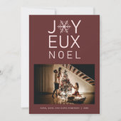 Red Monochrome Joyeux Noel Modern Holiday Card Kaart (Voorkant)
