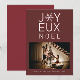 Red Monochrome Joyeux Noel Modern Holiday Card Kaart