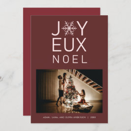 Red Monochrome Joyeux Noel Modern Holiday Card Kaart