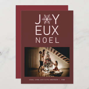 Red Monochrome Joyeux Noel Modern Holiday Card Kaart