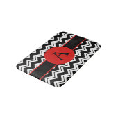Red Monogram Black White Chevron ZizZag Rug Badmat (Gekanteld)