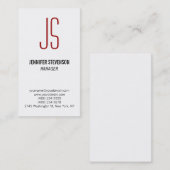 Red Monogram Black White Manager Visitekaartje (Voorkant / Achterkant)