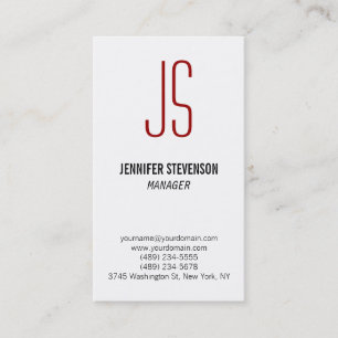 Red Monogram Black White Manager Visitekaartje