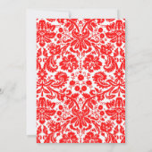 Red Monogram Damask Bridal Shower Invitations Kaart (Achterkant)