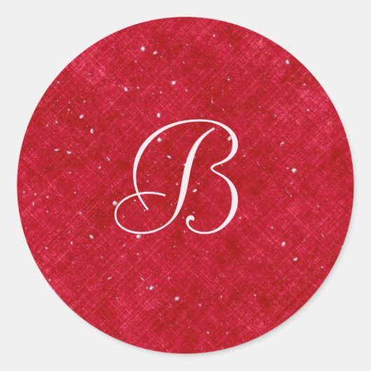 Red Monogram faux Glitter Belly Band Ronde Sticker (Voorkant)