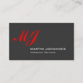 Red Monogram Grey Personal Trainer Visitekaartje (Voorkant)