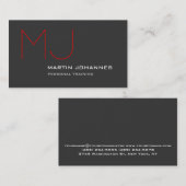 Red Monogram Grey Personal Trainer Visitekaartje (Voorkant / Achterkant)