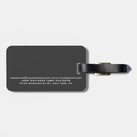 Red Monogram grijs Modern minimalistisch Bagagelabel (Achterkant horizontaal)