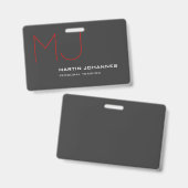 Red Monogram Grijs Personal Trainer Business Badge (Voor- en achterkant)