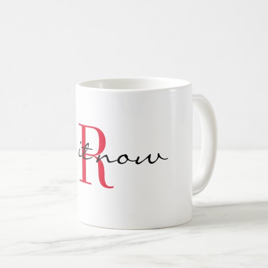 Red Monogram Initial 'do it now' Design 11oz Koffiemok (Voorkant rechts)