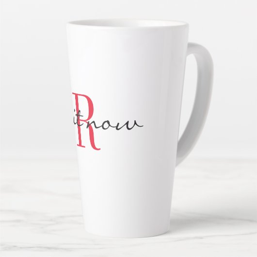 Red Monogram Initial Stylish 'do it now' Large Latte Mok (Rechterhoek)