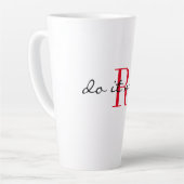 Red Monogram Initial Stylish 'do it now' Large Latte Mok (Linkerhoek)