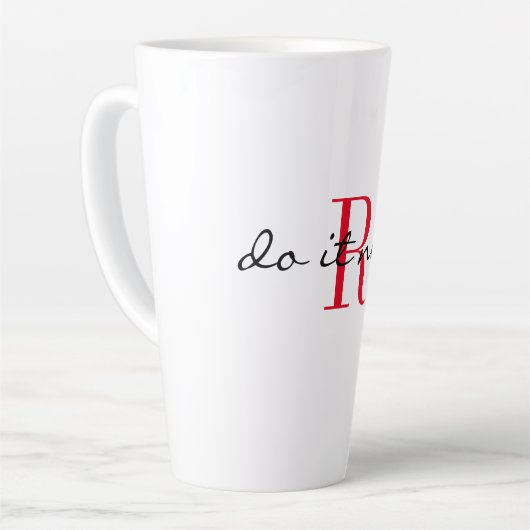 Red Monogram Initial Stylish 'do it now' Large Latte Mok (Linkerhoek)