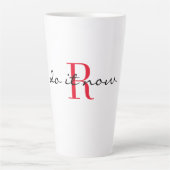 Red Monogram Initial Stylish 'do it now' Large Latte Mok (Voorkant)