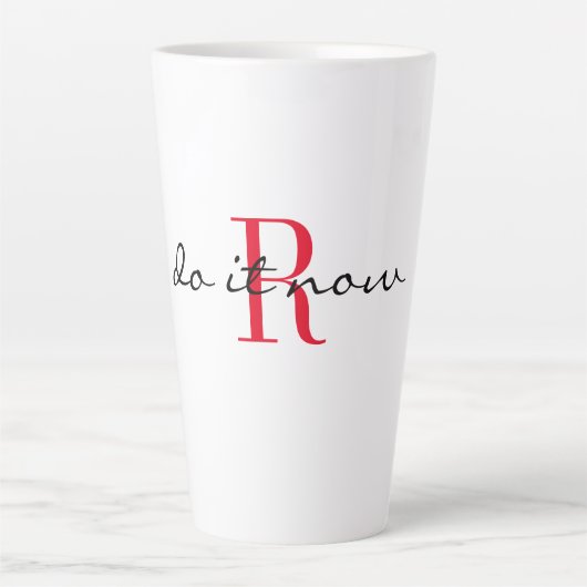 Red Monogram Initial Stylish 'do it now' Large Latte Mok (Voorkant)