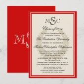 Red Monogram Laurel Classic College Graduation Kaart (Voorkant / Achterkant)