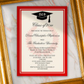 Red Monogram Laurel Classic College Graduation Kaart