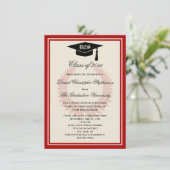 Red Monogram Laurel Classic College Graduation Kaart (Staand voorkant)