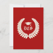 Red Monogram Laurel Classic College Graduation Kaart (Achterkant)