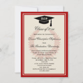 Red Monogram Laurel Classic College Graduation Kaart (Voorkant)