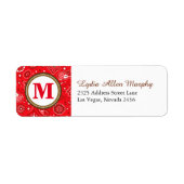Red Monogram Paisley Pattern Etiket (Voorkant)