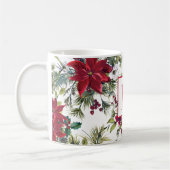 Red Monogram Poinsettia Kerstmis Koffiemok (Links)