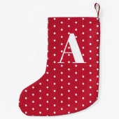Red Monogram Polka Dots dubbelzijdig Kleine Kerstsok (Achterkant)