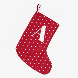 Red Monogram Polka Dots dubbelzijdig Kleine Kerstsok