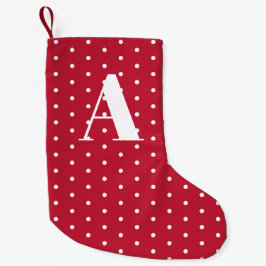 Red Monogram Polka Dots dubbelzijdig Kleine Kerstsok