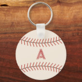 Red Monogram Vintage Baseball Keychain Gift (Voorkant)