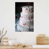 Red Monogram Weddenschap Cake Bakery Fine Art Prin Poster (Keuken)