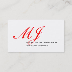 Red Monogram White Grey Personal Trainer Modern Visitekaartje