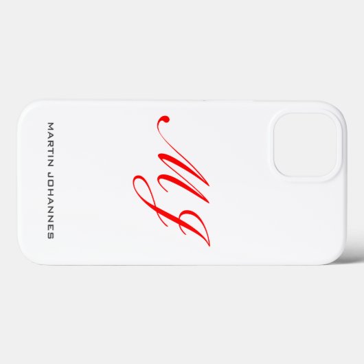 Red Monogram White Modern minimalist Case-Mate iPhone Case (Achterkant (horizontaal))