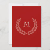 Red Monogram Wreath Classic College Afstuderen Kaart (Achterkant)