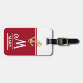 Red Monogrammed Bagagelabel (Voorkant horizontaal)